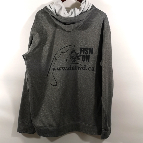 Men's Extra Large Grey Fishing Hoodie, Dubreuilville Magpie Walleye Derby, NWOT - Picture 5 of 7
